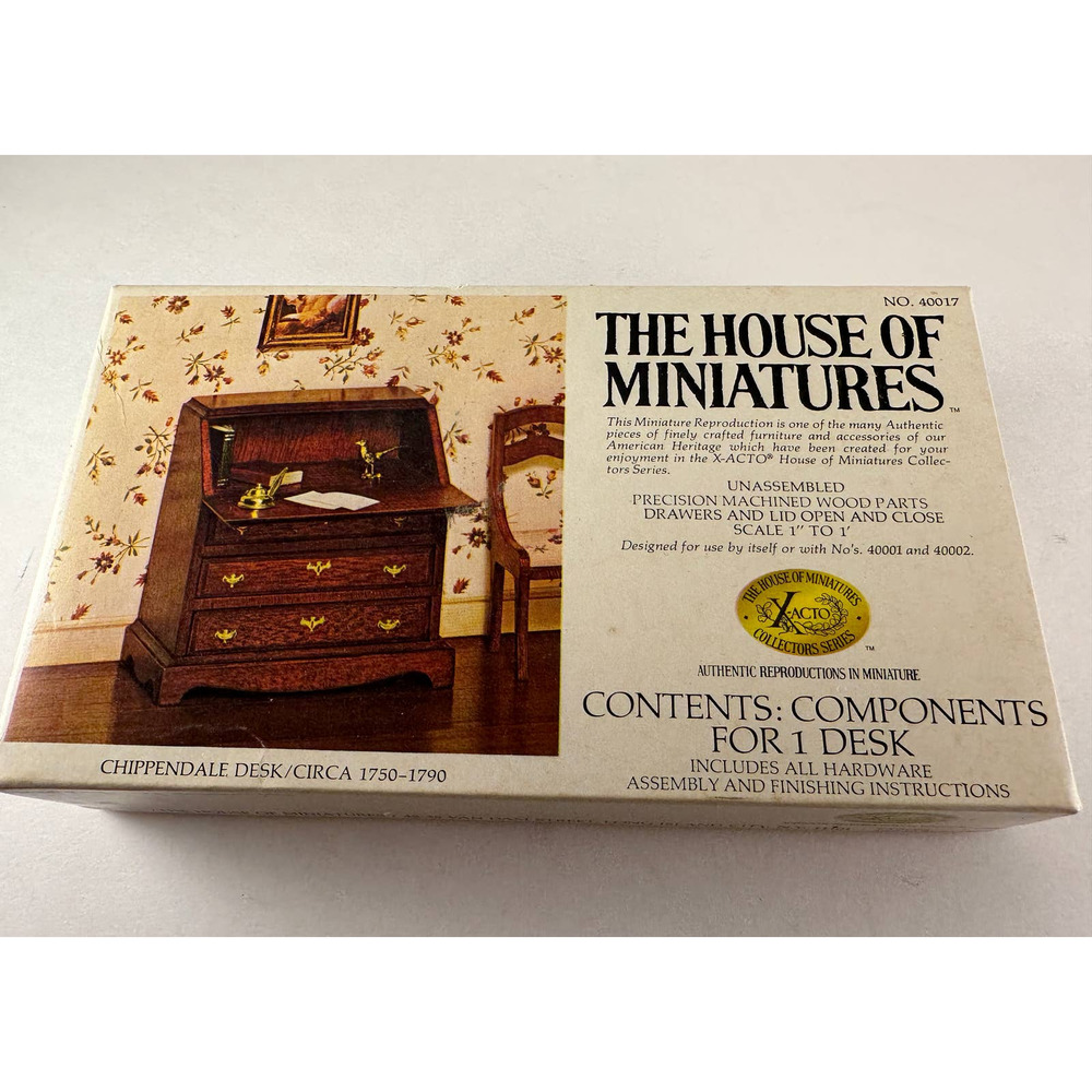 Vintage House of Miniatures chippendale desk, original box unused, model 40017
